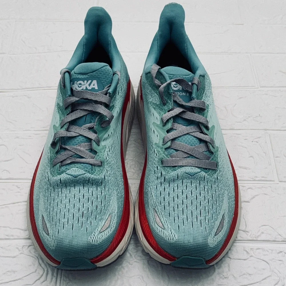 Hoka Clifton 8 Running Shoes Womens 10.5 Teal Blue Good Cushioned Sneakers